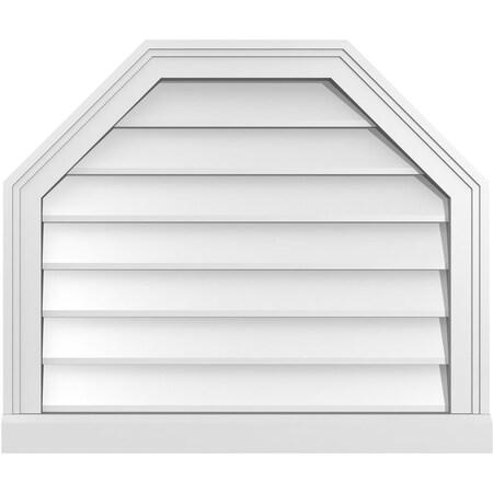 Ekena Millwork Octagonal Top Surface Mount PVC Gable Vent w/ 2"W x 2"P Brickmould Sill Frame, 26"W x 22"H GVPOT26X2203SN